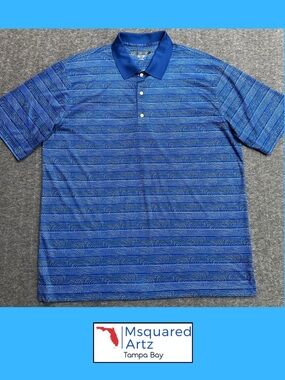 Greg Norman Play Dry Men's Blue Performance Golf Polo Shirt XXL Short Sleeve